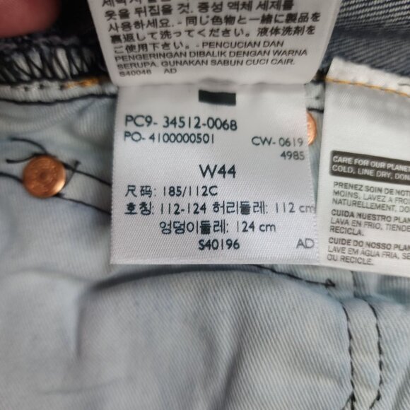 Levis 501 Mens 93 Straight Stretch Denim Shorts W44 Dark Rinse Button Fly - Picture 6 of 11